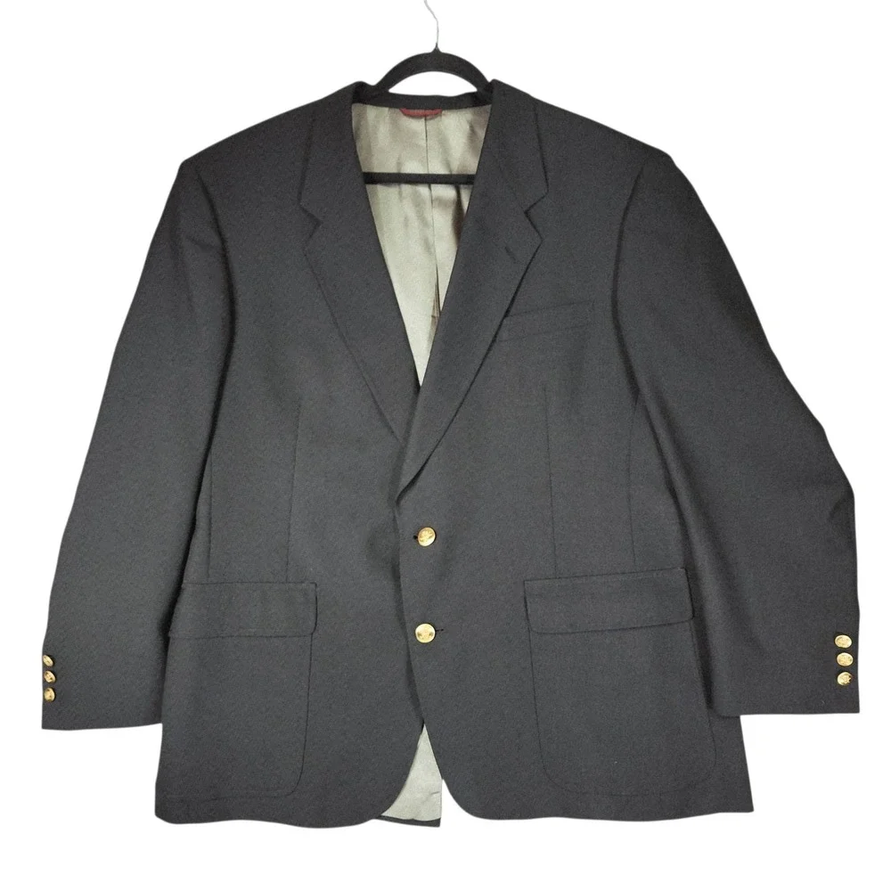 Vtg Jack Nicklaus Blazer 46R Men‎ Black Tournament Series Sport Coat Preppy Golf